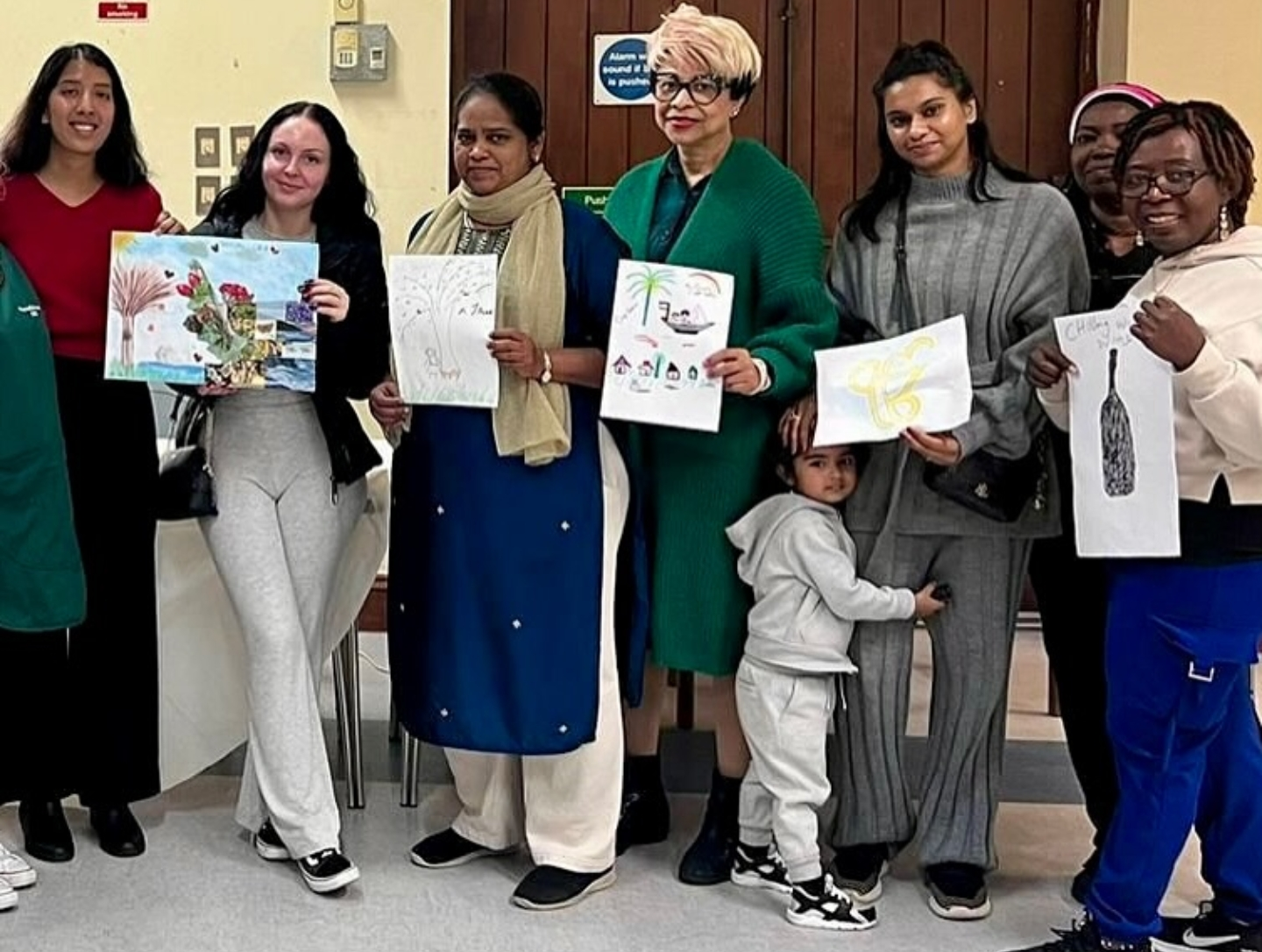 Participants showing their drawings